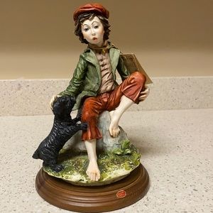 VTG Auro Belcari Figurine Boy With Dog